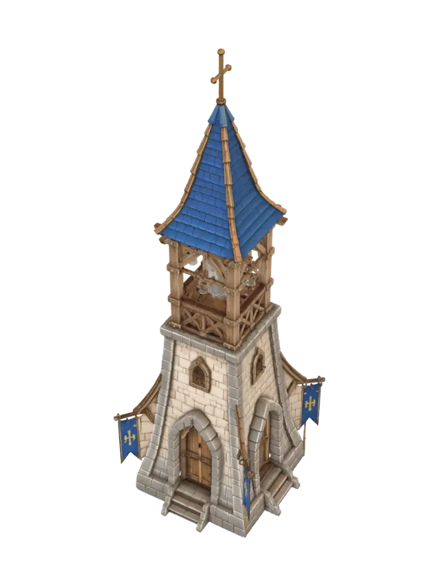 Blue Belfry Tower - Towering 3D model, vytvořený pomocí AI