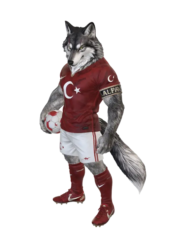 Turkish Wolf Footballer - League 3D model, vytvořený pomocí AI