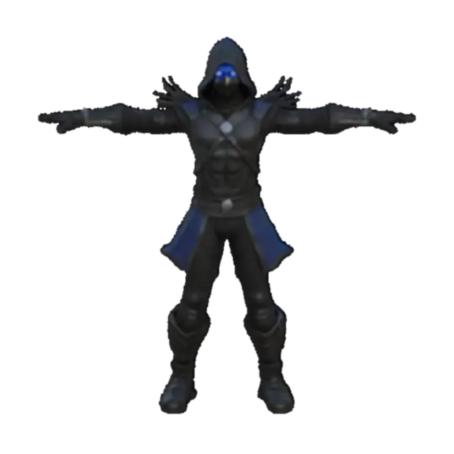 A humanoid ninja assassin inspired by Noob Saibot from Mortal Kombat, in… - Mortalkombat 3D model, vytvořený pomocí AI