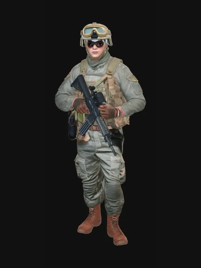 3D model for soldat armé américain 
habillé camouflage