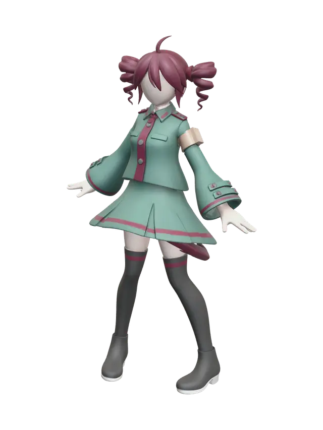 Kasane Teto - Vocaloid 3D model, vytvořený pomocí AI