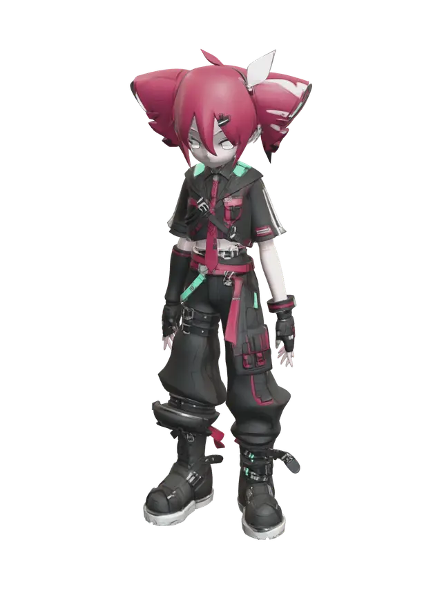 Weathered Kasane Teto - Vocaloid 3D model, vytvořený pomocí AI
