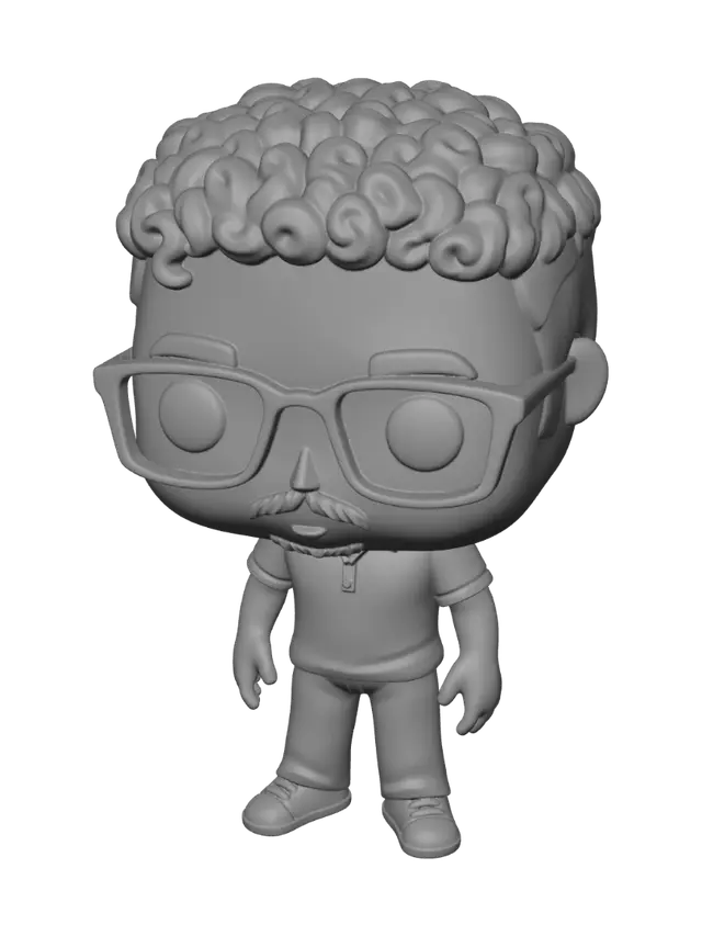 3D model for Curly Haired Funko Pop in Glass Display
