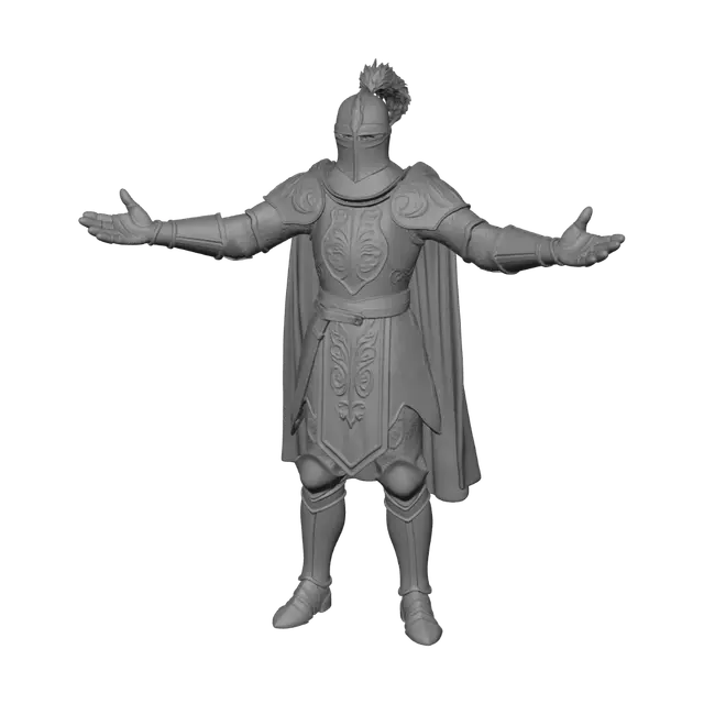3D model for cavagliere medievale in armatura senza armi, stile dark litght fantasy