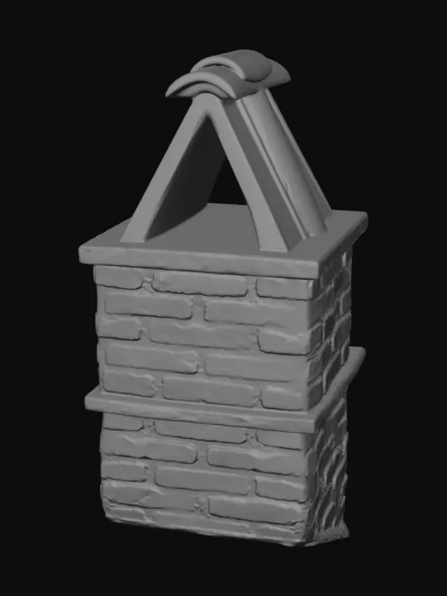 3D model for Brick Chimney with Hooded Cap
