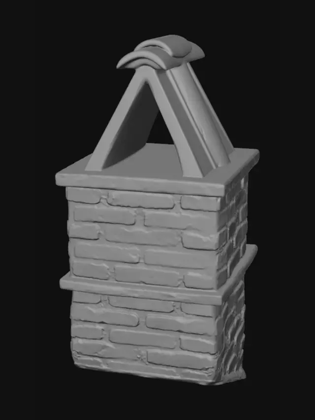 3D model for Brick Chimney with Hooded Cap