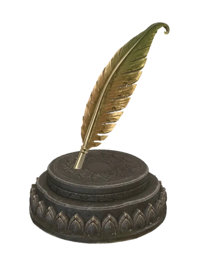 3D model for Golden Quill on a Stone Pedestal