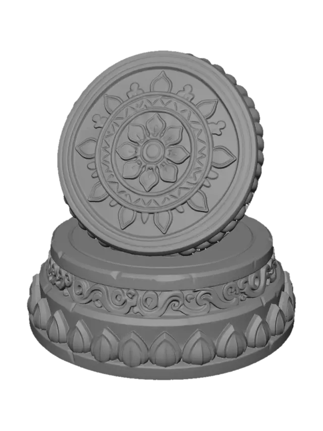 3D model for Golden Mandala Medallion on a Stone Pedestal