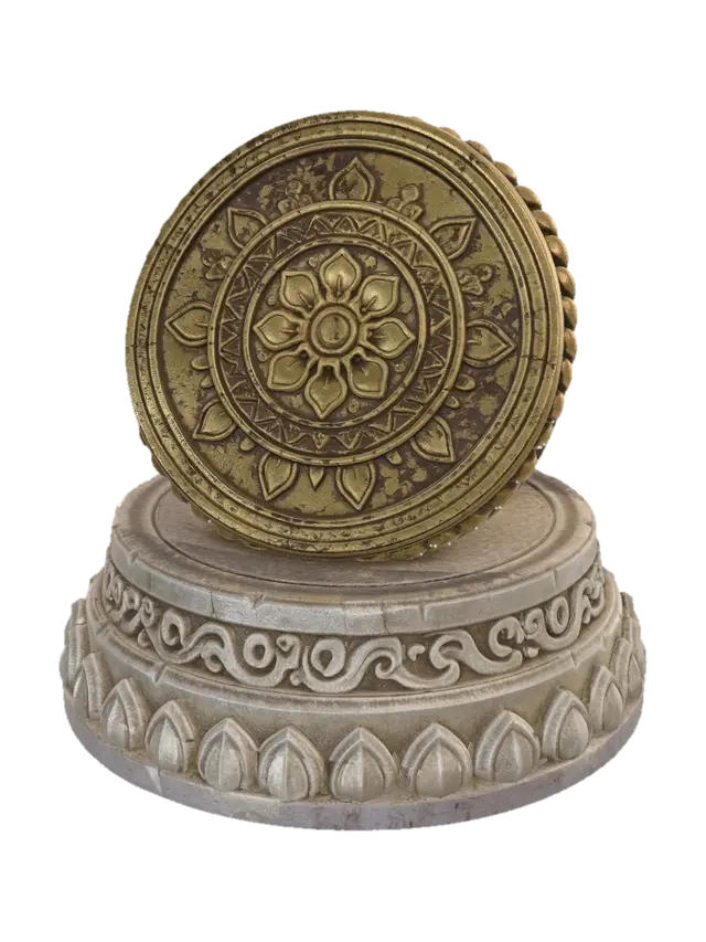3D model for Golden Mandala Medallion on a Stone Pedestal
