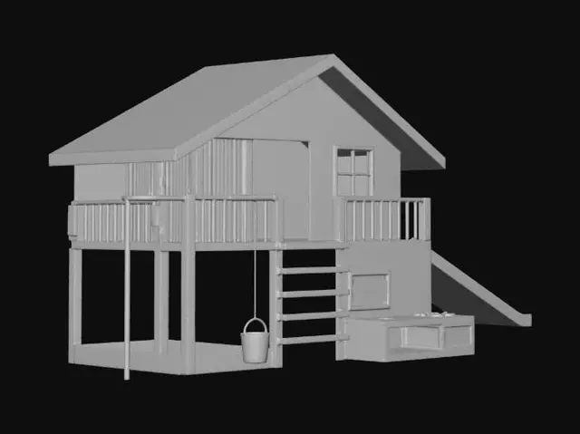 3D model for Two-Story House with Outdoor Slide