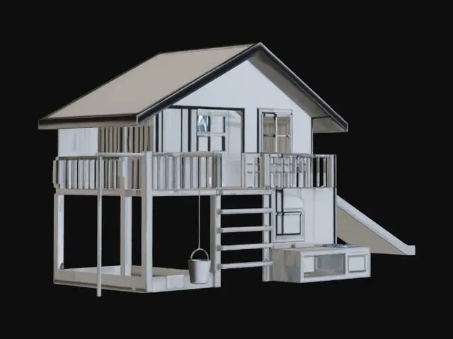3D model for Two-Story House with Outdoor Slide