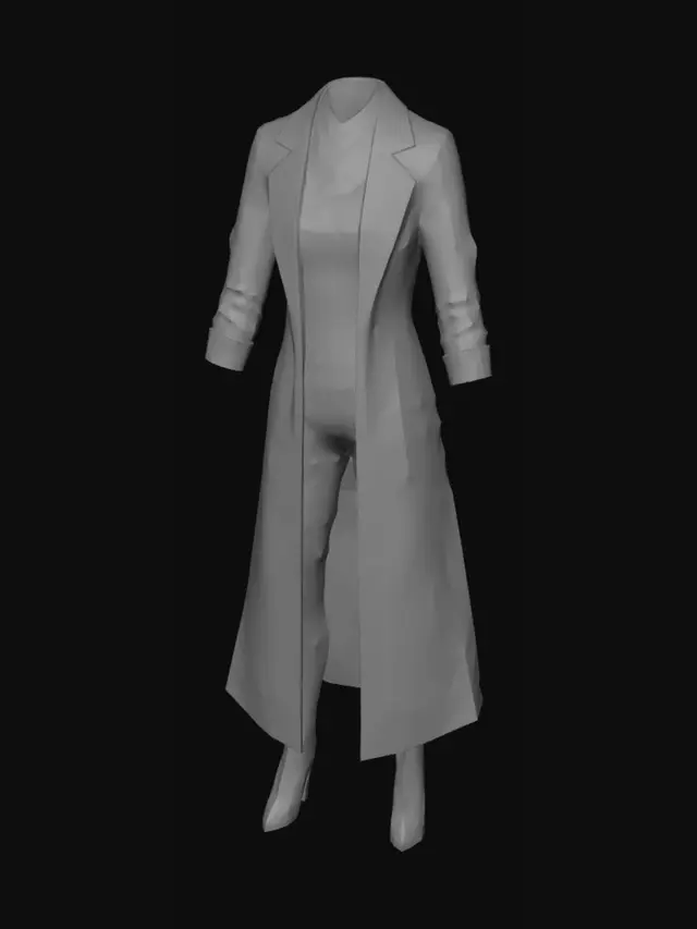 3D model for Ivory Guardian Trench Coat