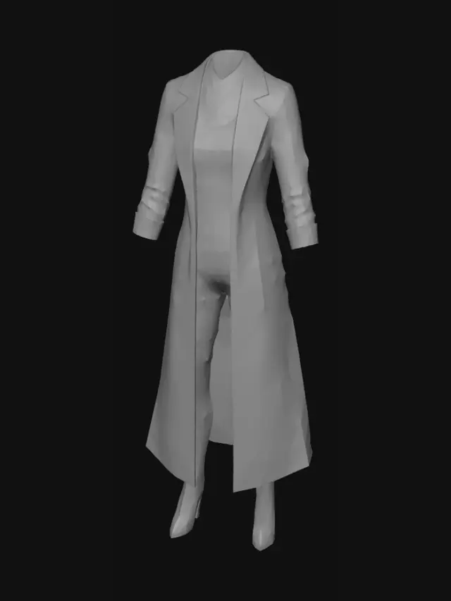 3D model for Ivory Guardian Trench Coat