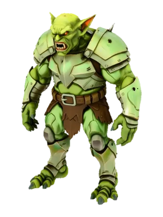 a goblin warrior with a lot of sharp teeth and dark green skin and pointy ears and… - Midevil 3D model, vytvořený pomocí AI
