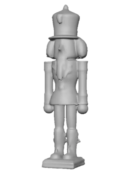 3D model for A hyper-mechanized nutcracker soldier with loose springs, chipped enamel, and a cracked internal gear-jaw exposed, #Christmas2025#
