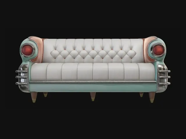 3D model for Teal and Tangerine Vintage Car Bench