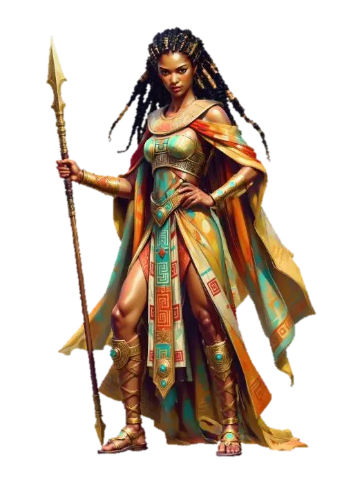 Empress of the Golden Spear 3D model, vytvořený pomocí AI
