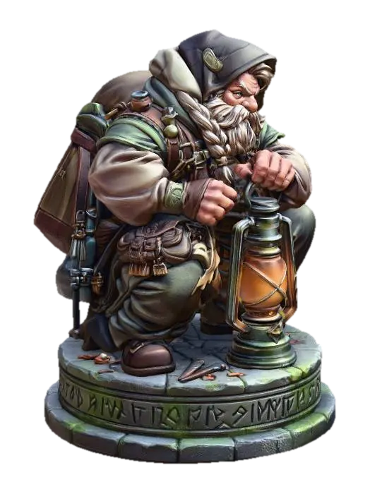 Lantern Keeper of the Stone Circle 3D model, vytvořený pomocí AI