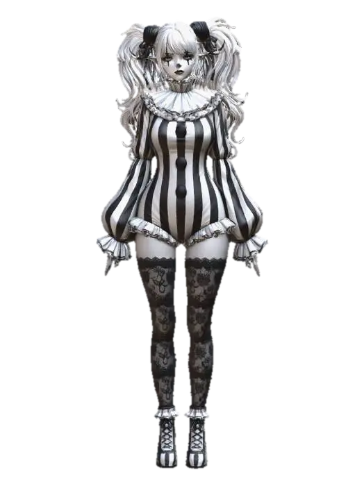 Monochrome Harlequin - Clown 3D model, vytvořený pomocí AI