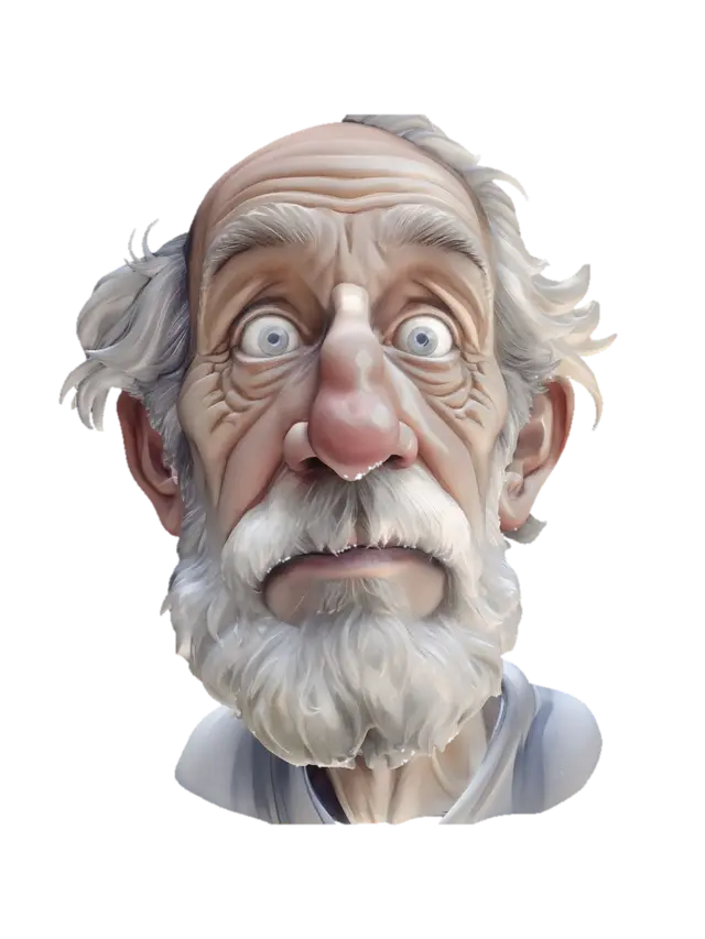 Wide-Eyed Old Man - Oldman 3D model, vytvořený pomocí AI