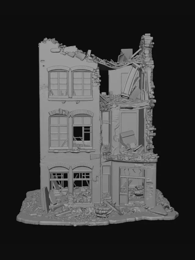 3D model for Ruins of a Red Brick Building