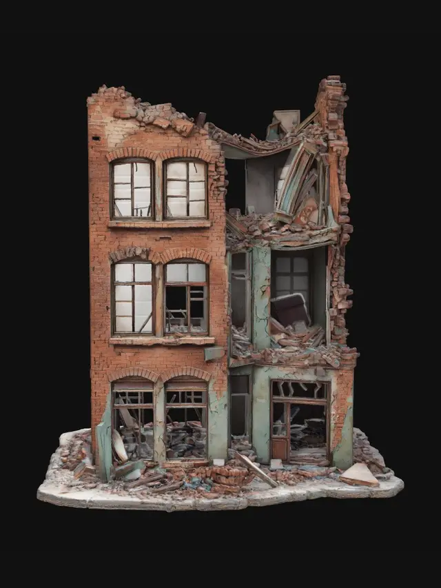 3D model for Ruins of a Red Brick Building