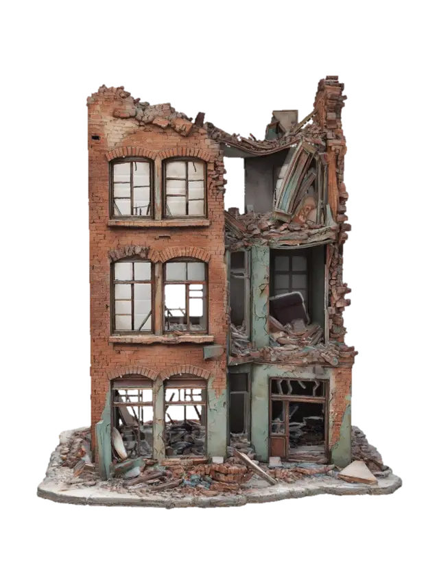 3D model for Ruins of a Red Brick Building