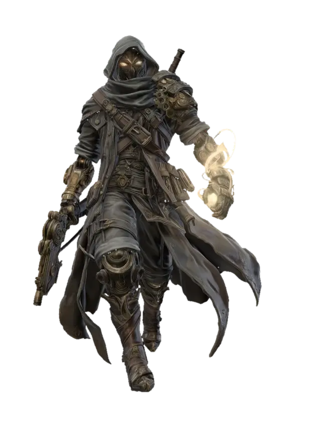 Modello 3D Emberbound Assassin, generato dall’IA
