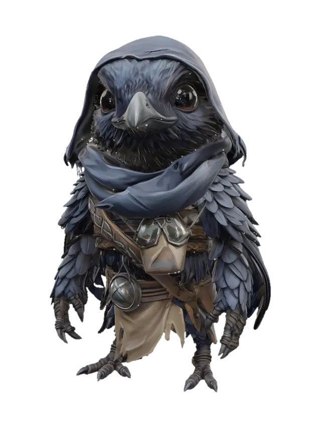 Autumn Raven Sentinel - Tag 3D-model, gegenereerd door AI