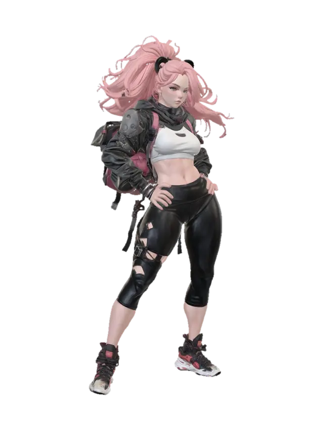 Urban Anime Woman - Skin 3D model, vytvořený pomocí AI