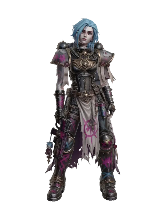Rebel Gothic Warrior 3D model, vytvořený pomocí AI