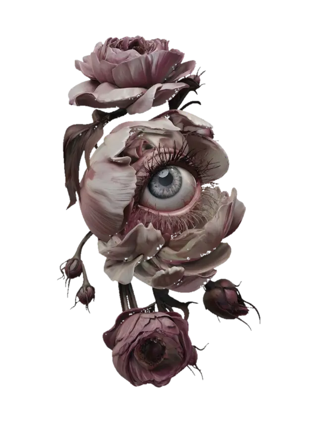 Eye in Bloom - Macro 3D model, vytvořený pomocí AI