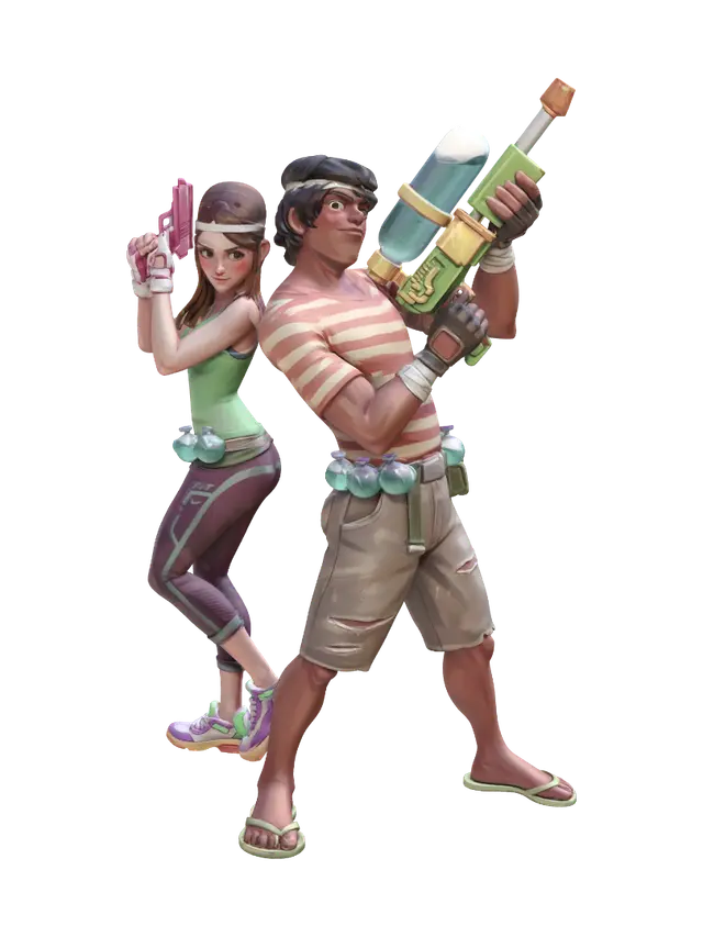 Water Warfare Duo - Splash 3D model, vytvořený pomocí AI
