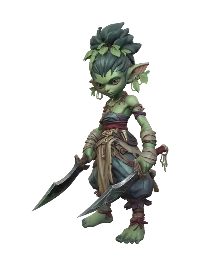 Elven Leaf Stalker 3D model, vytvořený pomocí AI