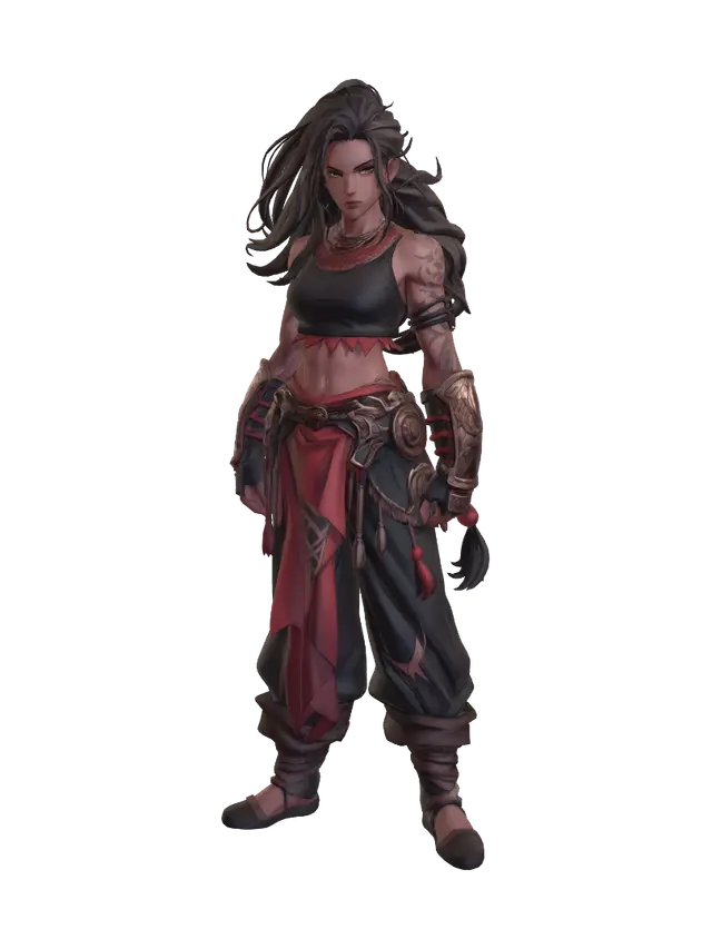 Fierce Tattooed Rogue - Tattoo 3D model, vytvořený pomocí AI