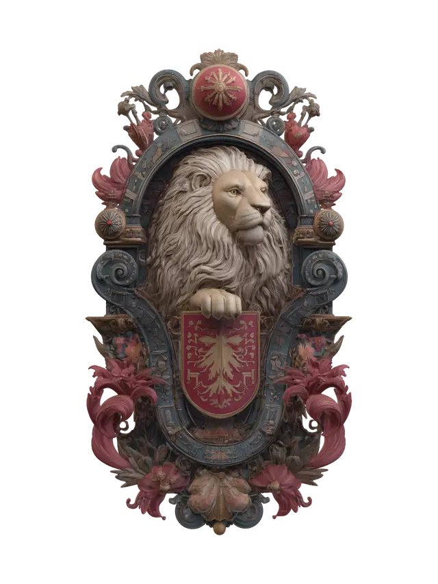 Regal Heraldic Lion - Coatofarms 3D model, vytvořený pomocí AI