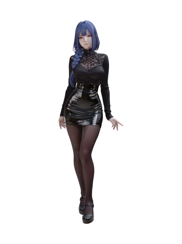 3D model for Blue Braid Girl