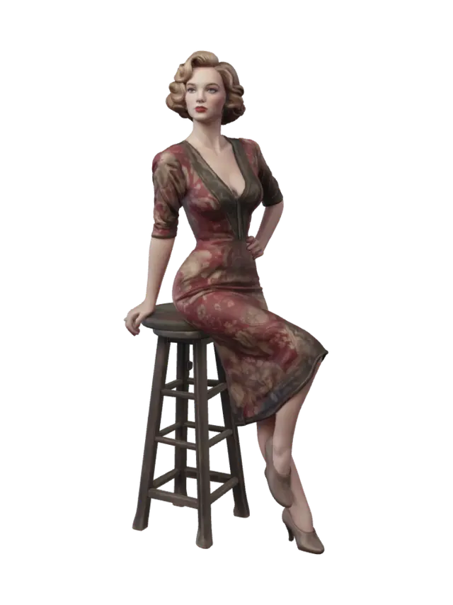 Vintage Blonde Lady - Portraits 3D model, vytvořený pomocí AI
