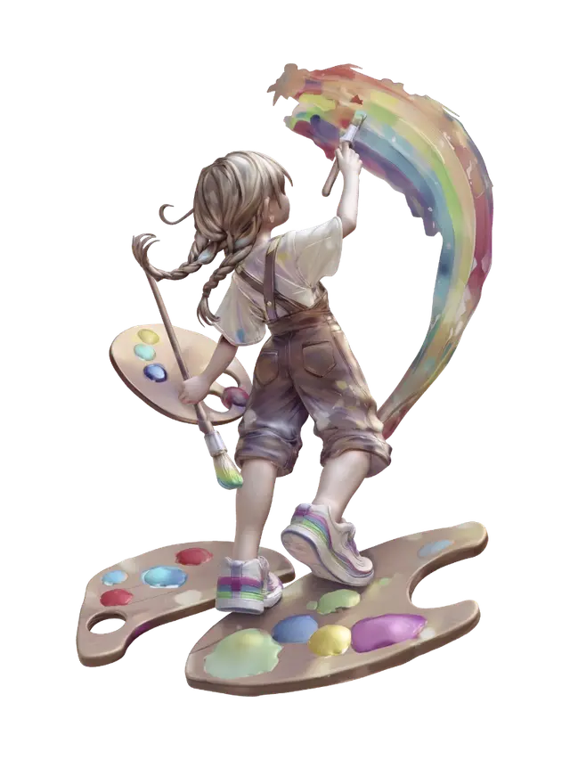 3D model for Child Painting Rainbow
