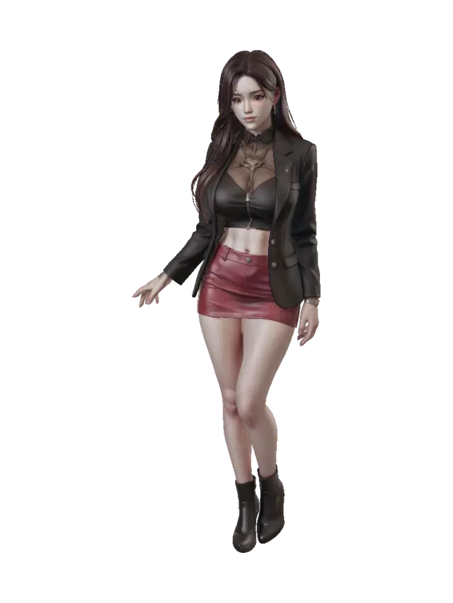 Red Leather Skirt 3D model, vytvořený pomocí AI