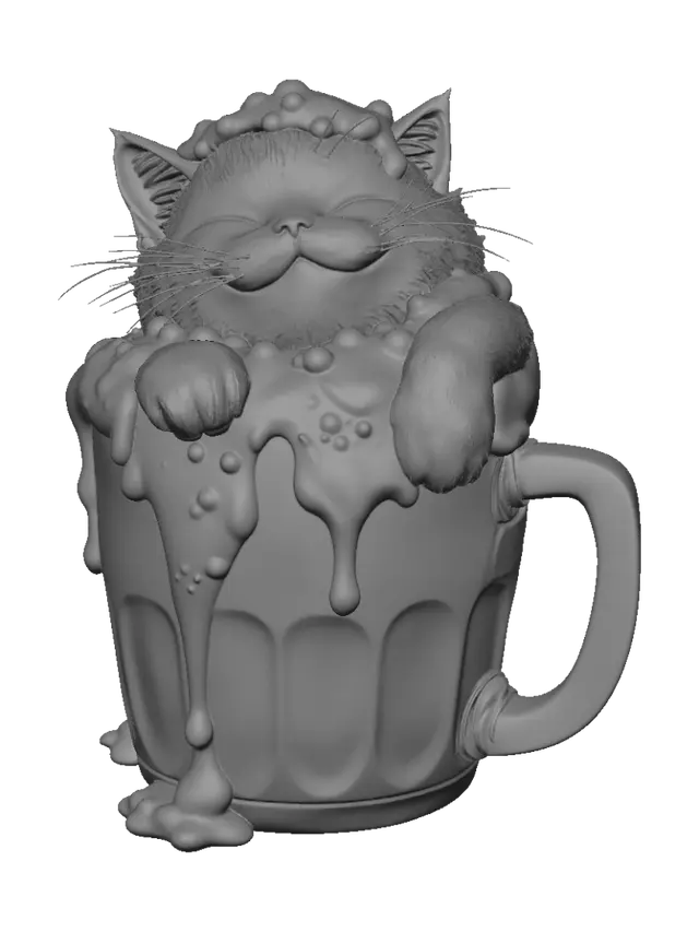 3D model for Foamy Kitty in a Beer Mug