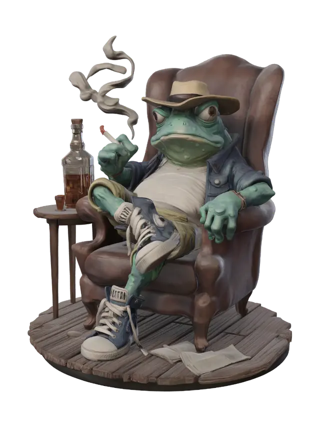 Anthropomorphic Frog - Toon 3D model, vytvořený pomocí AI