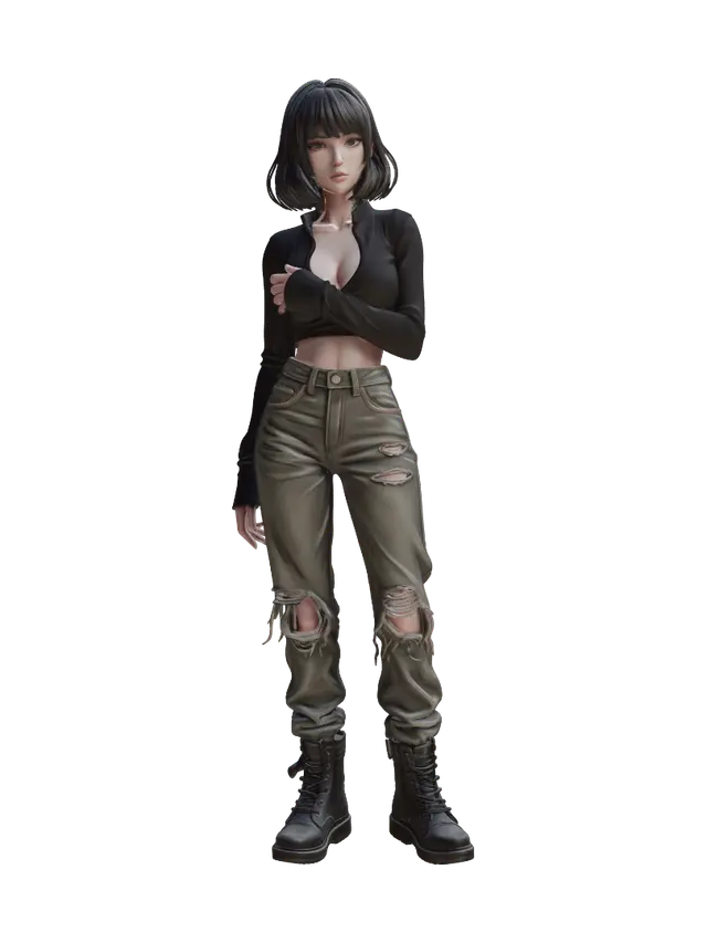 Urban Ripped Stalker 3D model, vytvořený pomocí AI