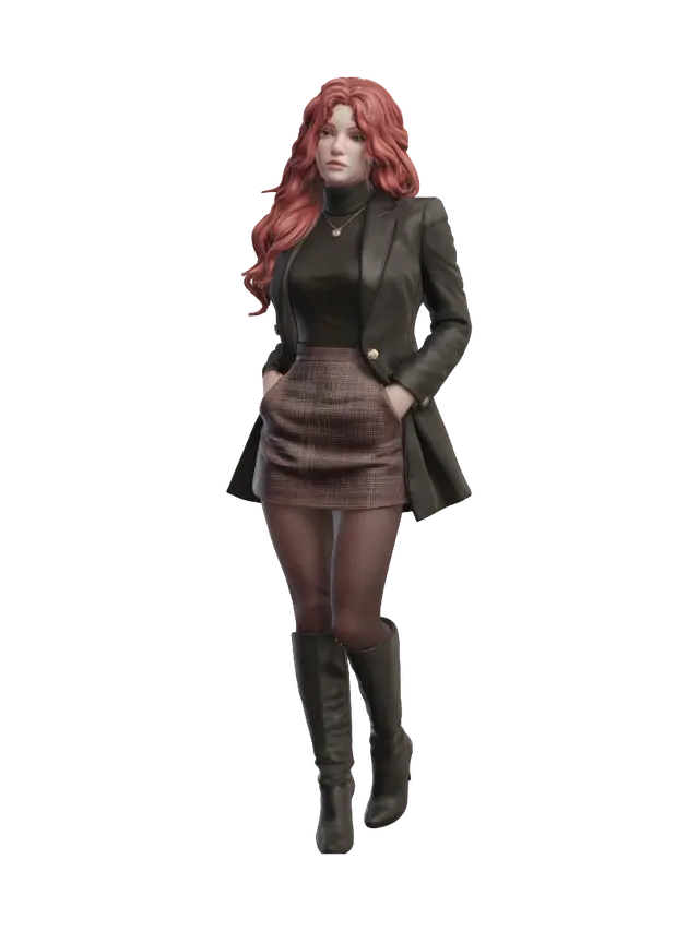 Urban Stylish Woman - Streetwear 3D model, vytvořený pomocí AI