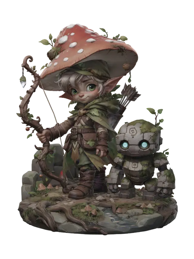 Toadstool Ranger - Tiny 3D model, AI generated