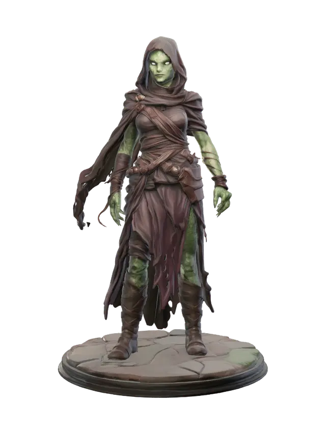 Hooded Reptile Rogue - Cloaked 3D model, vytvořený pomocí AI