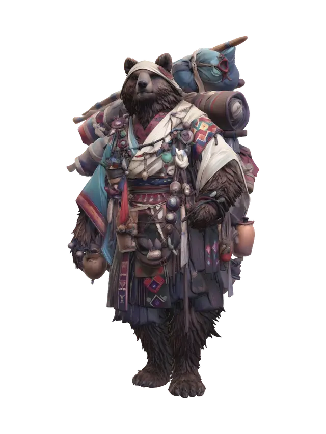The Wandering Bear Artisan 3D model, vytvořený pomocí AI
