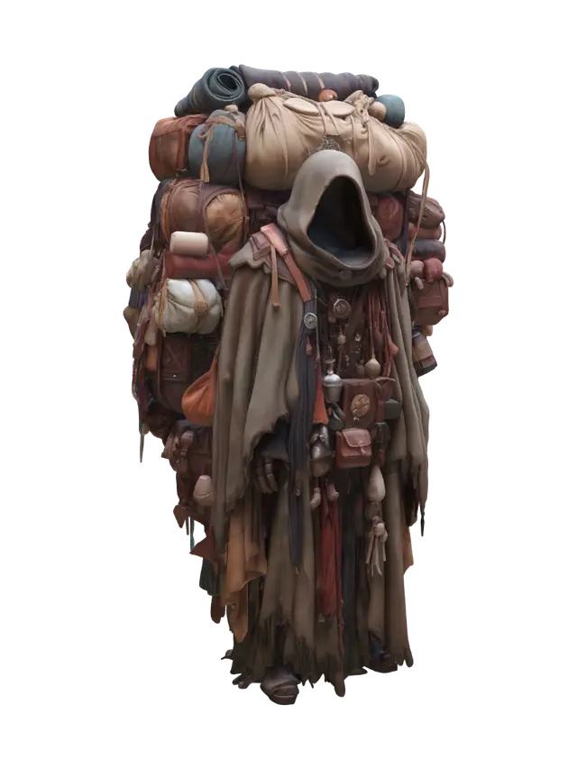 Modèle 3D The Burdened Wanderer - Desolate, généré par IA