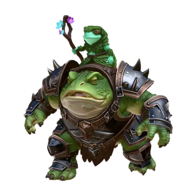 Iron Toad and the Bloomstaff 3D model, vytvořený pomocí AI