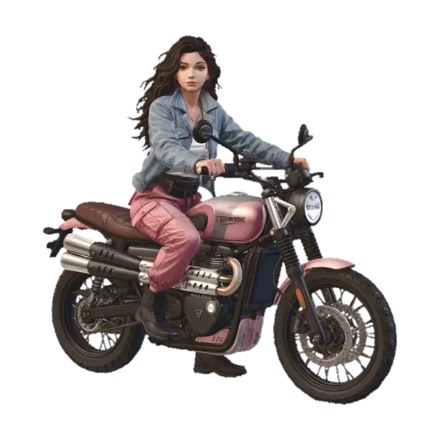 3D model for Rosy Rider on a Motorbike